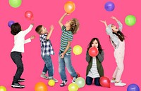 Studio shot of kids with balloons