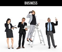 Diverse Business People Set Gesture Studio Isolated