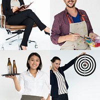 Set of Diversity Business People Studio Collage