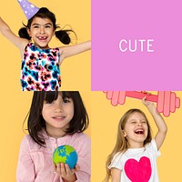 Young Kids Enjoyment Happiness Fun Studio Portrait Collage