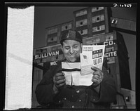 War production drive. Anthracite rallies. Smiling with pleasure, a husky coal miner reads the enclosure with his pay check that shows him how he is helping to win the war. He extracts anthracite, or hard coal, from an Eastern Pennsylvania mine. Sourced from the Library of Congress.