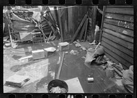 [Untitled photo, possibly related to:  backyard, Washington, D.C. Backyard near Stratford Hotel and within short distance from both the Capitol and Union Station, showing flooded yard and debris. In big rains, kitchen and bedroom floors of this house are so flooded that it is necessary to lay planks on them, the inhabitants say]. Sourced from the Library of Congress.