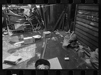 [Untitled photo, possibly related to:  backyard, Washington, D.C. Backyard near Stratford Hotel and within short distance from both the Capitol and Union Station, showing flooded yard and debris. In big rains, kitchen and bedroom floors of this house are so flooded that it is necessary to lay planks on them, the inhabitants say]. Sourced from the Library of Congress.