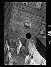 [Untitled photo, possibly related to: Typical slum area. Note dome of Capitol, Washington, D.C.]. Sourced from the Library of Congress.