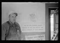 Manager of Farmer's Union Coop elevator in his office. This cooperative received a loan from the FSA (Farm Security Administration). Centralia, Kansas. Sourced from the Library of Congress.