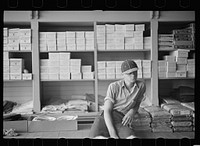 Farm boy in the cooperative store at Irwinville Farms, Georgia. Sourced from the Library of Congress.