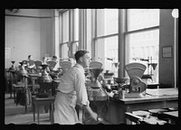 [Untitled photo, possibly related to: Testing for impurities in wheat at Minnesota grain inspection dept., Minneapolis, Minnesota]. Sourced from the Library of Congress.
