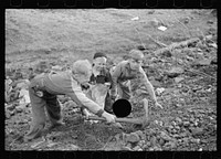 [Untitled photo, possibly related to: Miner's sons salvaging coal during May 1939 strike, Kempton, West Virginia]. Sourced from the Library of Congress.