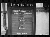 Sign in front of Baptist Church, Jefferson City, Missouri. Sourced from the Library of Congress.
