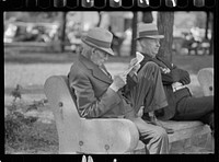 [Untitled photo, possibly related to: Men in park, Peoria, Illinois]. Sourced from the Library of Congress.