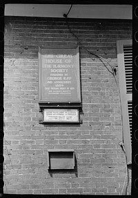 Sign on the great house of the Harmony Society, Ambridge, Pennsylvania. Sourced from the Library of Congress.