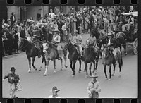 [Untitled photo, possibly related to: Cowboy band in Go Western parade, Billings, Montana]. Sourced from the Library of Congress.