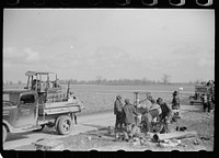 [Untitled photo, possibly related to: State highway officials moving sharecroppers away from roadside to area between the levee and the Mississippi River, New Madrid County, Missouri]. Sourced from the Library of Congress.