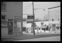 [Untitled photo, possibly related to: Drug store and corner view of Nashville, Brown County, Indiana]. Sourced from the Library of Congress.