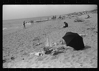 [Untitled photo, possibly related to: Beach scene at "New Beach," the most popular beach near Provincetown. Regular bus service makes this beach easily available; lack of bath houses causes a great deal of picturesque dressing and undressing in and behind parked cars. Provincetown, Massachusetts]. Sourced from the Library of Congress.