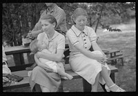 [Untitled photo, possibly related to: Audience at square dance, Skyline Farms, Alabama]. Sourced from the Library of Congress.