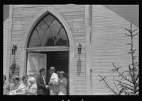 Linworth, Ohio. People leaving church. Sourced from the Library of Congress.