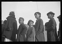 [Untitled photo, possibly related to: es in the lineup for food at meal time in the camp for flood refugees, Forrest City, Arkansas]. Sourced from the Library of Congress.