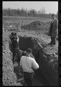 Working on new sewage disposal plant, Berwyn, Maryland. Sourced from the Library of Congress.