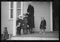 [Untitled photo, possibly related to: Children leaving nursery school, 2:30 p.m., Westmoreland Homesteads, Pennsylvania]. Sourced from the Library of Congress.