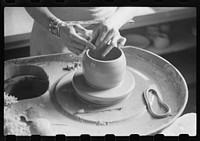 [Untitled photo, possibly related to: Pottery making at Indian school. Pine Ridge, South Dakota]. Sourced from the Library of Congress.