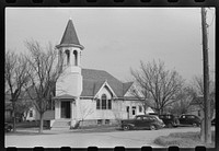 Church during Sunday morning services. Michigan, North Dakota. Sourced from the Library of Congress.