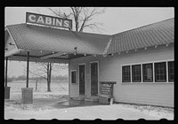 Gas station and cabins for sale. U.S. 40, Brazil, Indiana. Sourced from the Library of Congress.