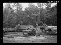Sawmill. New houses are built with timber cut on the project. Skyline Farms, Alabama. Sourced from the Library of Congress.