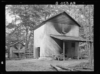 New tobacco barn, constructed through funds advanced by Resettlement Administration. Fuquay Springs, North Carolina. Sourced from the Library of Congress.
