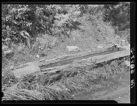 Old hog watering trough along side the road near Lowell, Vermont.. Sourced from the Library of Congress.