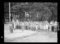 Raising the flag at the Irwinville School. Irwinville Farms, Georgia. Sourced from the Library of Congress.