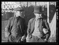 These men are both past sixty. Neither of them expect ever to work again. They ride freight trains from Omaha to Kansas City to St. Louis and back again. Omaha, Nebraska. Sourced from the Library of Congress.