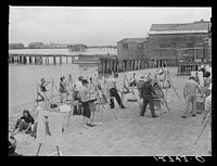 Art class. Provincetown's reputation as an art center provides ample income for several art schools. Outdoor classes are likely to pop up anywhere. Massachusetts. Sourced from the Library of Congress.