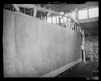 [Untitled photo, possibly related to: Mural painted by Ben Shahn at the community building. Hightstown, New Jersey]. Sourced from the Library of Congress.