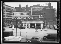 Gas station and gospel mission. Cleveland, Ohio. Sourced from the Library of Congress.