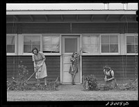 Weslaco, Texas. FSA (Farm Security Administration) camp. Garden in front of shelter. Sourced from the Library of Congress.