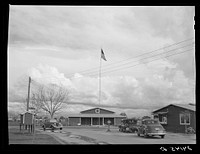 Entrance to Tulare migrant camp. Visalia, California. Sourced from the Library of Congress.