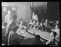 Meeting of Baseball Club. Tulare migrant camp. Visalia, California. Sourced from the Library of Congress.