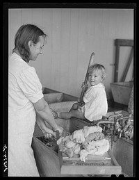 Laundry equipment is in constant use. Tulare migrant camp. Visalia, California. Sourced from the Library of Congress.
