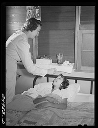 [Untitled photo, possibly related to: Harlingen, Texas. FSA (Farm Security Administration) camp. Clinic patient]. Sourced from the Library of Congress.