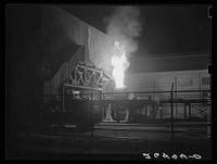 [Untitled photo, possibly related to: Cubula blowing at steel mill. Ambridge, Pennsylvania]. Sourced from the Library of Congress.
