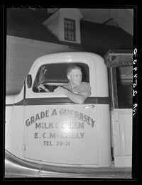 Mr. McNally starting out on his milk route. Kirby, Vermont. Sourced from the Library of Congress.