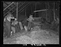 Threshing hands resting. Caledonia County, Vermont. Sourced from the Library of Congress.