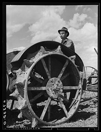 Farmer and tractor. Fairfield Bench Farms, Montana. Sourced from the Library of Congress.