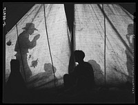 [Untitled photo, possibly related to: Shadows on tent. Quarter Circle 'U' Ranch, Montana]. Sourced from the Library of Congress.