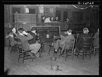 [Untitled photo, possibly related to: Officers of local of UMWA (United Mine Workers of America) at meeting. Herrin, Illinois]. Sourced from the Library of Congress.