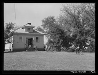 Children arrive at one room school house. Grundy County, Iowa. Sourced from the Library of Congress.