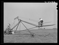 [Untitled photo, possibly related to: Loading hay with a jayhawk. Kimberley farm, Jasper County, Iowa]. Sourced from the Library of Congress.