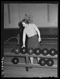 Girl in bowling alley. Clinton, Indiana. Sourced from the Library of Congress.