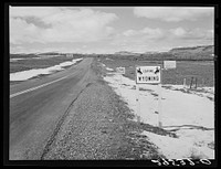 State line. Wyoming--Utah. Sourced from the Library of Congress.